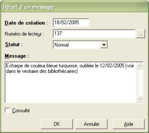 Message manuel