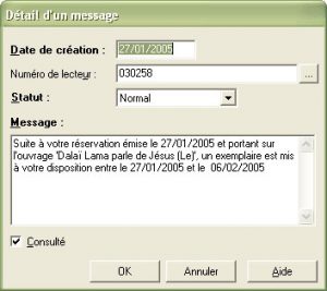 Message reservation dispo