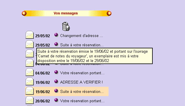 Messagerie : Messages OPAC