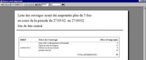 Fichier Word de statistiques pour les emprunts